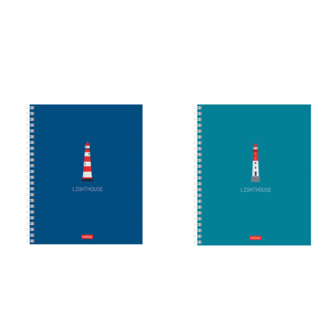 превью Тетрадь А5, 96 л., HATBER, гребень, клетка, Soft-touch ламинация, «Lighthouse» (микс в спайке), 089770