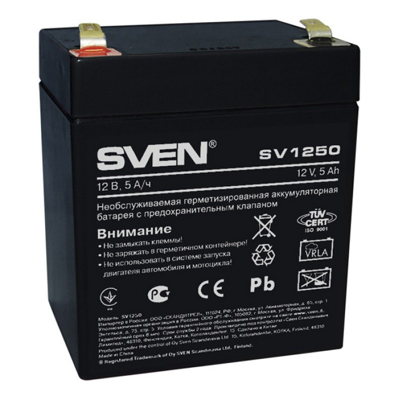 превью Батарея для ИБП SVEN SV 1250 (12V/5Ah) аккумуляторная