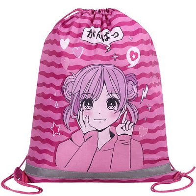 Мешок для обуви BRAUBERG KIDS, с петлей, светоотражающая полоса, 46×36 см, Anime style