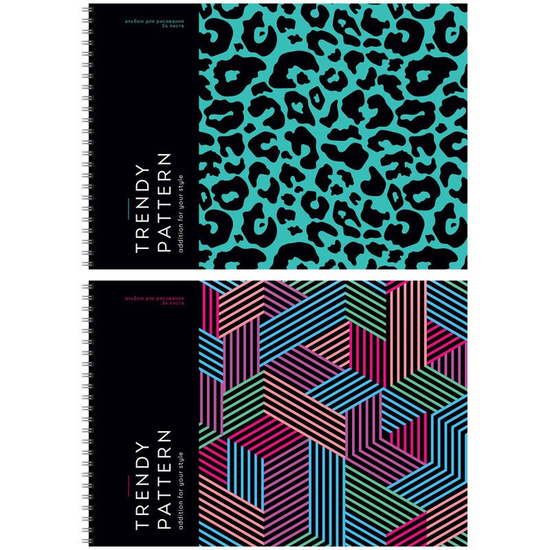 превью Альбом для рисования 24л., А4, на гребне ArtSpace «Узоры. Pattern on black»