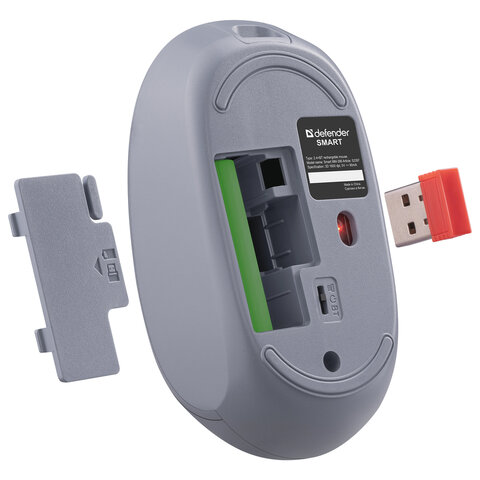 Мышь беспроводная DEFENDER Smart MM-396, 1600 dpi, 2 кнопки + 1 колесо-кнопка, оптическая, синяя