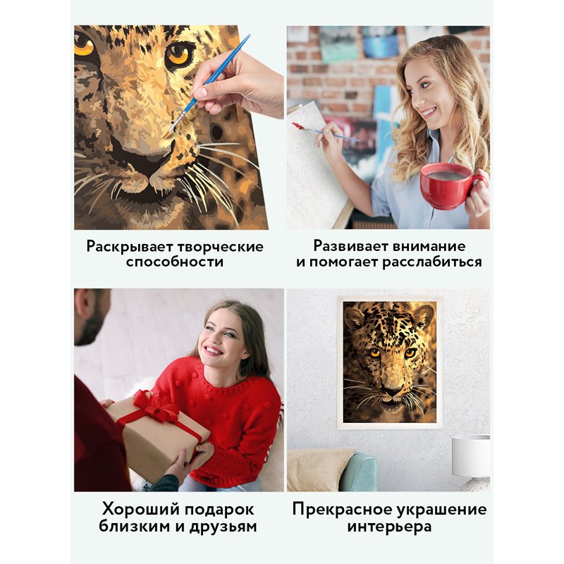 Картина по номерам на холсте ТРИ СОВЫ «Взгляд охотника», 40×50, с акриловыми красками и кистями