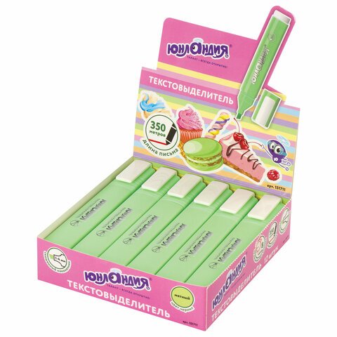 Текстовыделитель ЮНЛАНДИЯ «COLORSTAR PASTEL», МЯТА, линия 1-4 мм