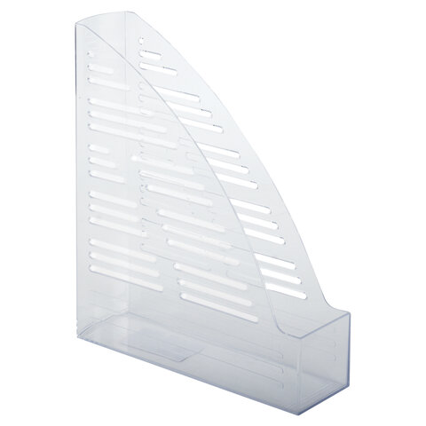 Лоток вертикальный для бумаг BRAUBERG «Standard», 245×70×295 мм, прозрачный, 237223