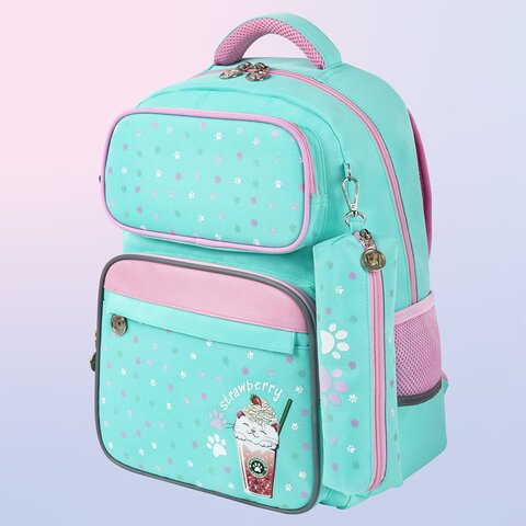 Рюкзак ЮНЛАНДИЯ COMPLETE, с пеналом в комплекте, эрго-спинка, «Yummy cat», 42×29х14 см