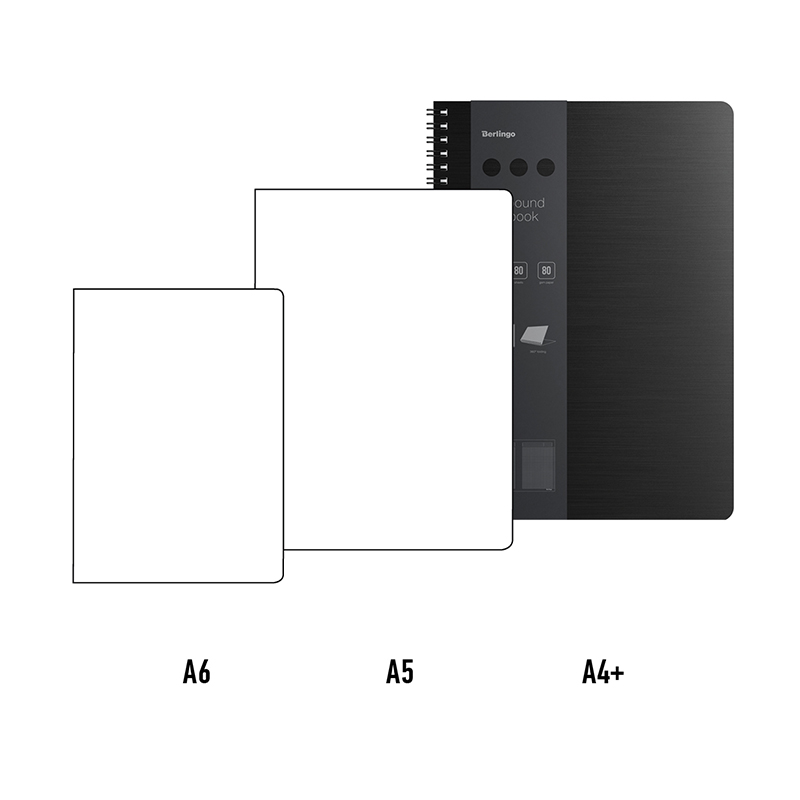 Бизнес-тетрадь А4+, 80л., Berlingo «Steel&Style», клетка, на гребне, 80г/м2, пластик (полифом) обложка, линейка-закладка, черная