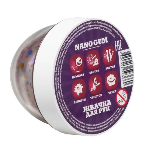 Жвачка для рук «Nano gum», жидкое стекло с конфетти, аромат барбариса, 50 г, ВОЛШЕБНЫЙ МИР