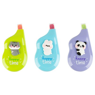 Корректирующая лента MESHU «Happy friends», 5мм*8м, блистер, европодвес, ассорти