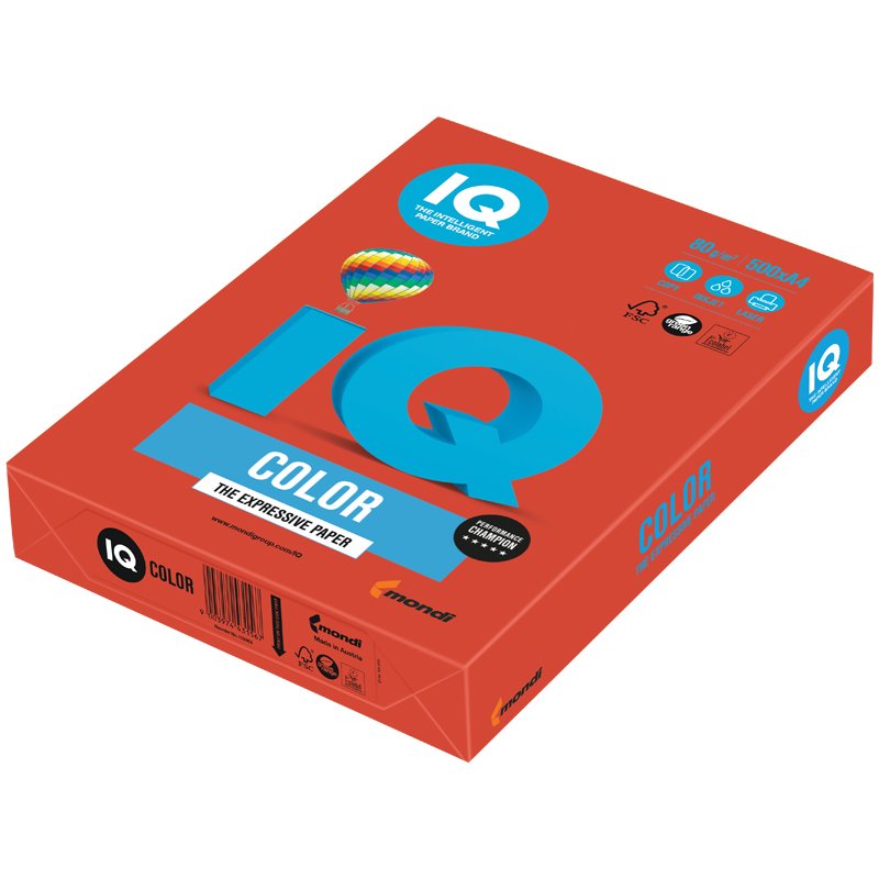 Бумага цветная IQ Color (А4, 80г/м², CO44-кораллово-красный, 500 листов)