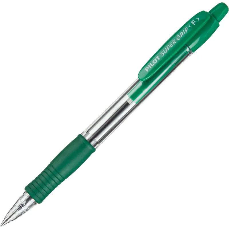Ручка шариковая автоматическая Pilot BPGP-10R-F G Super grip зеленая (толщина линии 0.22 мм)