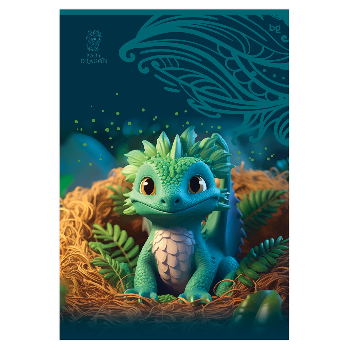 Тетрадь 96л., А4, клетка BG «Baby Dragon», глянцевая ламинация
