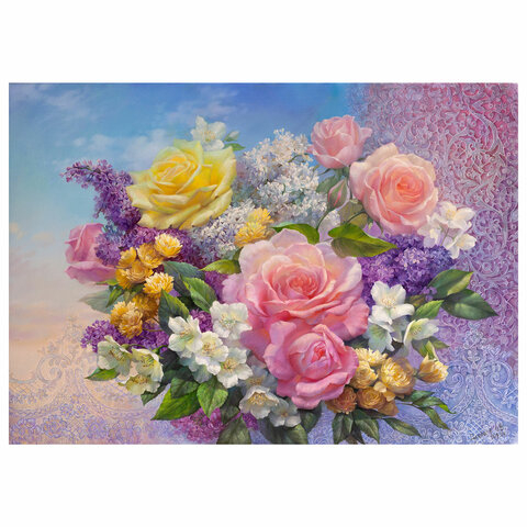 Картина стразами (алмазная мозаика), 40×50 см, ОСТРОВ СОКРОВИЩ «Букет», без подрамника