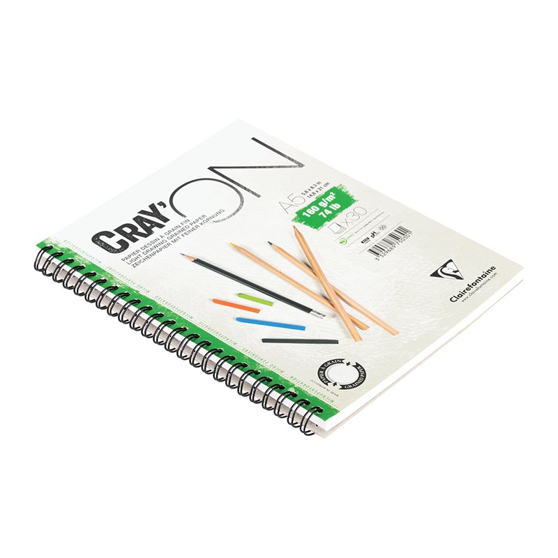 Скетчбук - блокнот 30л. А5 на гребне Clairefontaine «Cray'On», 160г/м2, мелкозерн. 