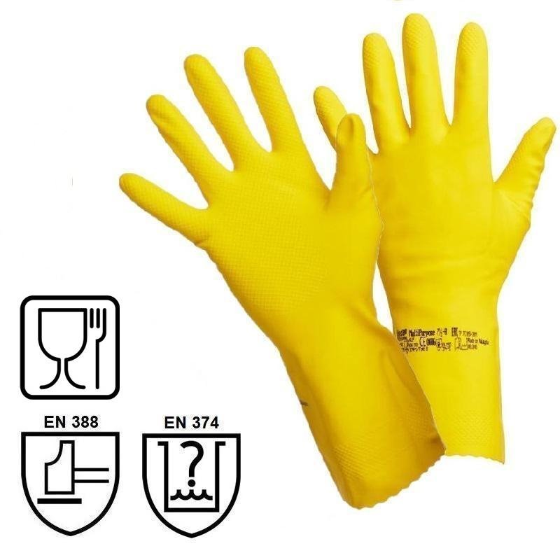 Перчатки резиновые Vileda Professional желтые (размер 9, L, артикул производителя 100760)