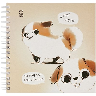 Скетчбук 60л., 150×150 MESHU «Cute dog», на гребне, soft-touch, 120г/м2