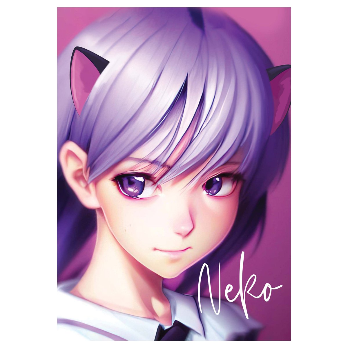 Тетрадь 80л., А5, клетка на гребне MESHU «Neko», двойная обложка, матовая ламинация, тиснение фольгой