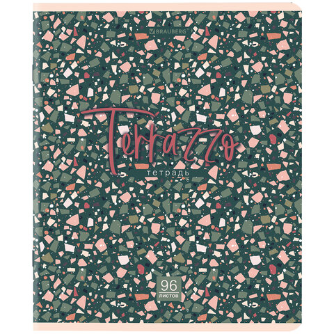 Тетради ДЭК А5 96 л. КОМПЛЕКТ 5 шт., BRAUBERG скоба, клетка, матовая ламинация, «Terrazzo»