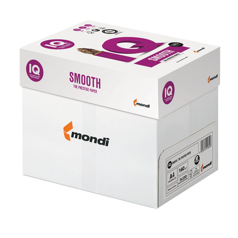 Бумага для офисной техники IQ Smooth (А4, марка A+, 160 г/кв.м, 250 листов)