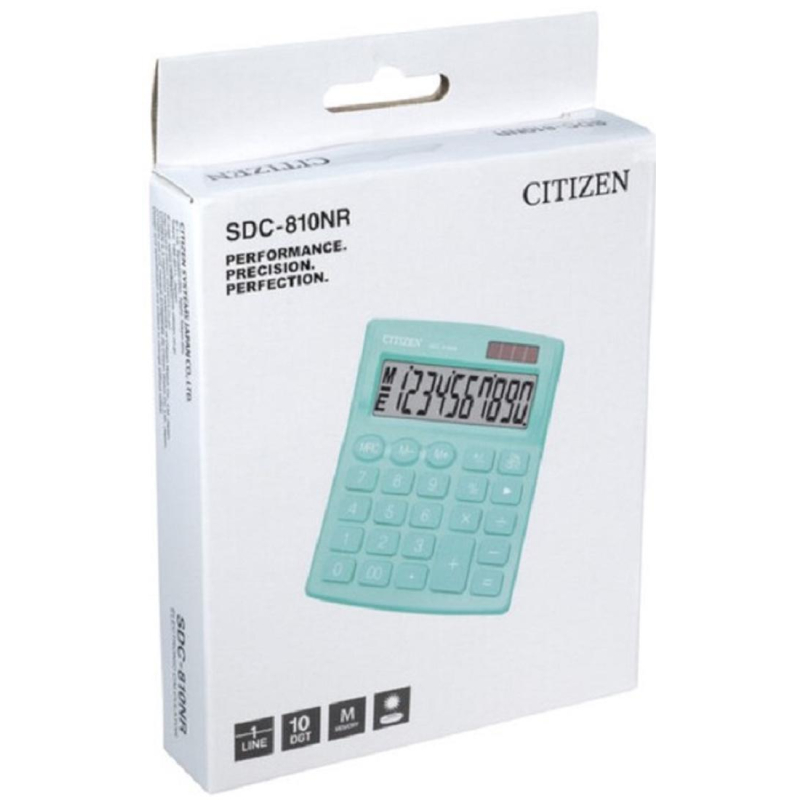Калькулятор настольный компактный Citizen SDC810NRGNE 10-разрядный зеленый