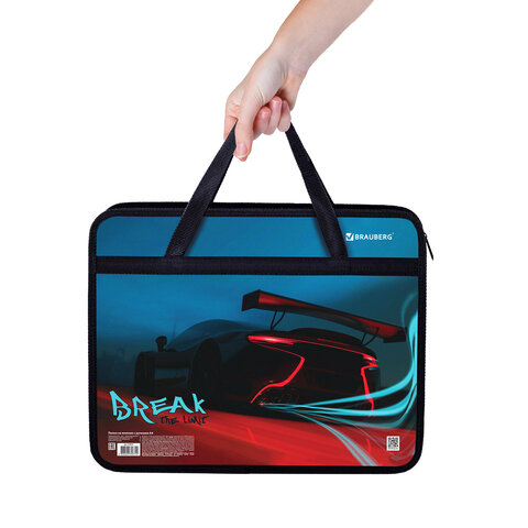 Папка на молнии с ручками BRAUBERG А41 отделениепластикширина 80 мм«Speed»270872