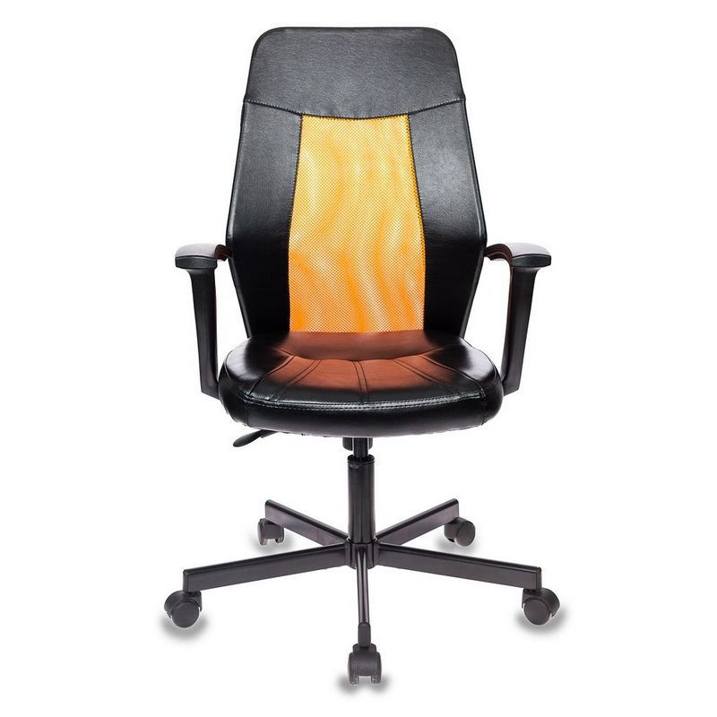 Кресло офисное Easy Chair 225 черное/оранжевое (искусственная кожа/сетка/металл)