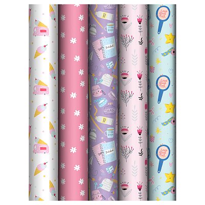Упаковочная бумага глянц. 70×100см, MESHU «Stylish», 80 г/м2, ассорти, 5 дизайнов