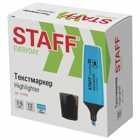 Текстовыделитель STAFF «EVERYDAY», ГОЛУБОЙ, скошенный наконечник, 1-5 мм, 151642