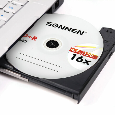 Диски DVD+R SONNEN 4.7GB 16x Cake Box (упаковка на шпиле) КОМПЛЕКТ 25шт