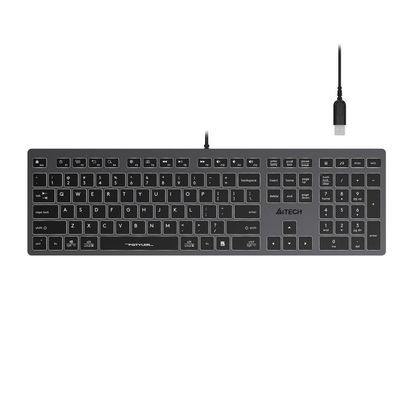 Клавиатура A4Tech Fstyler FX60H серый USB slim LED (FX60H GREY/WHITE)