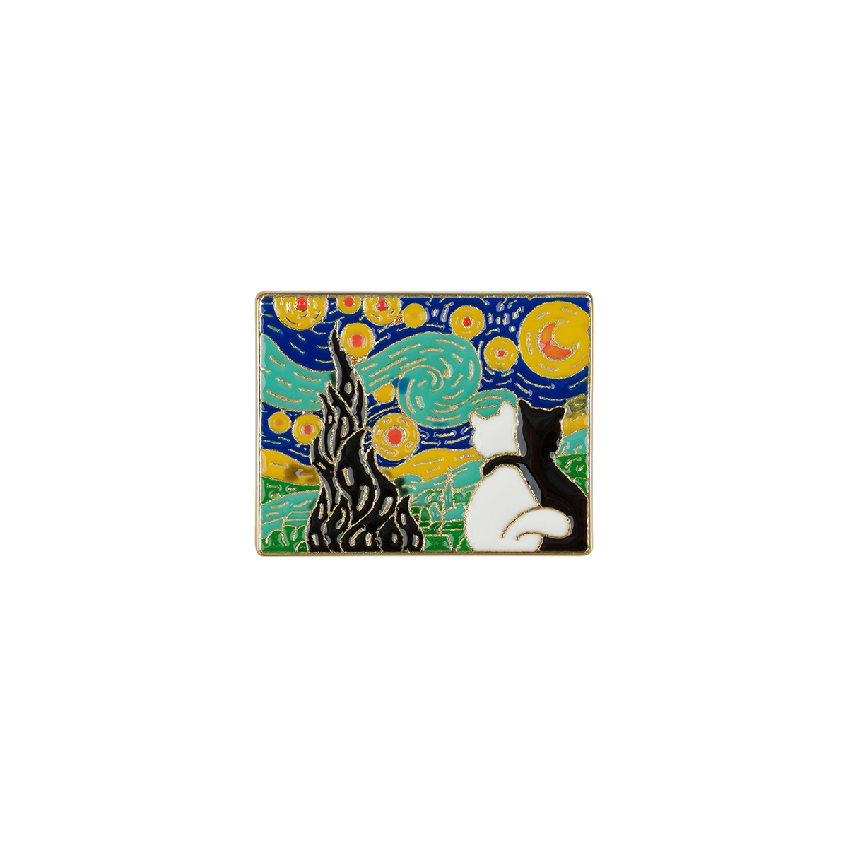 Набор металлических значков MESHU «Cats and art», эмаль, 3шт, картонная подложка, европодвес
