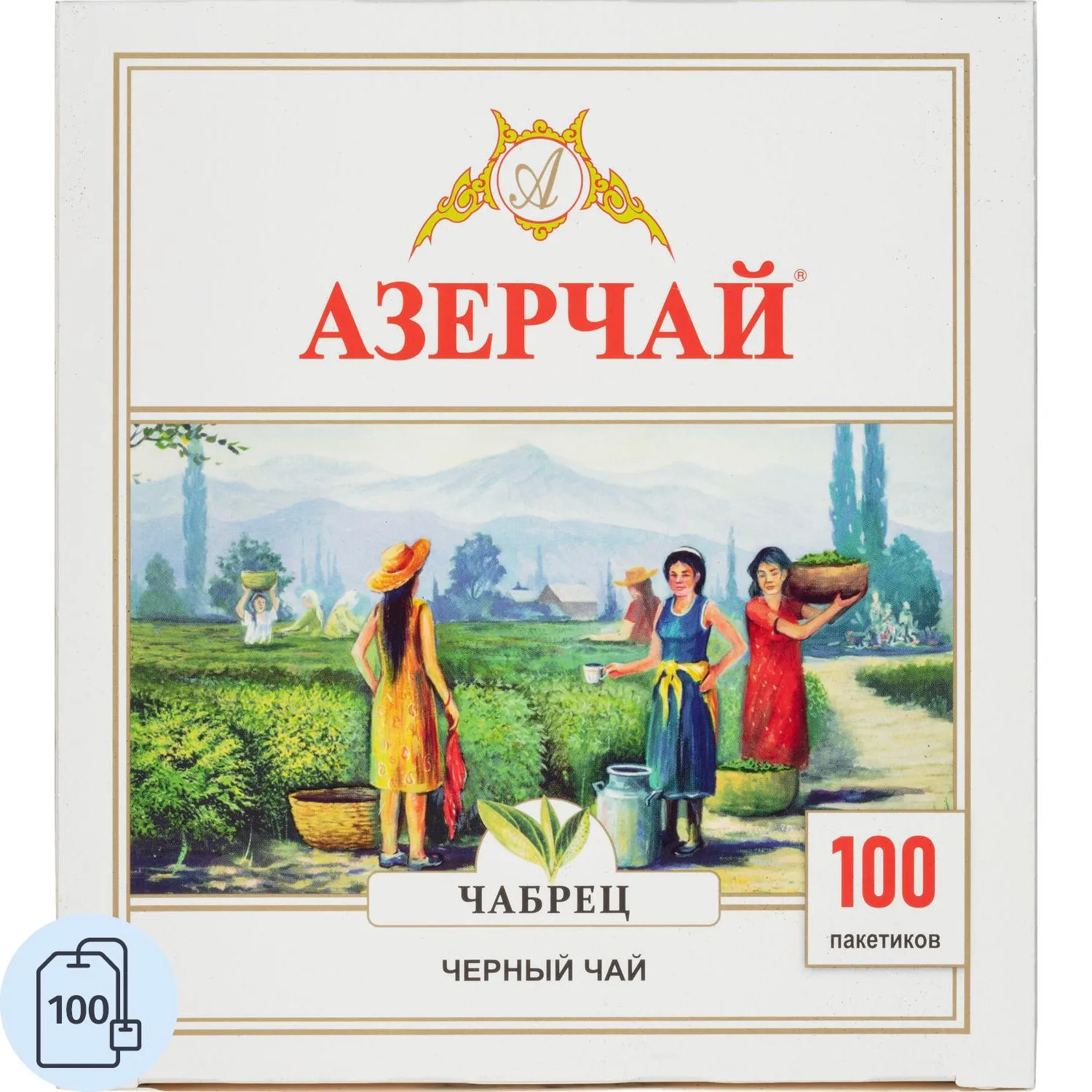 Чай чёрный Азерчай Букет 100 пакетиков (чабрец)