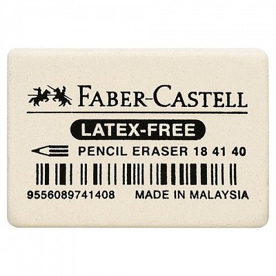 Резинка стирательная FABER-CASTELL «Latex-Free», прямоугольная, 37×25×7 мм, белая