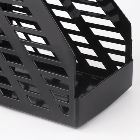 Лоток вертикальный для бумаг BRAUBERG «MAXI-plus» (250×160×300 мм), сетчатый, черный