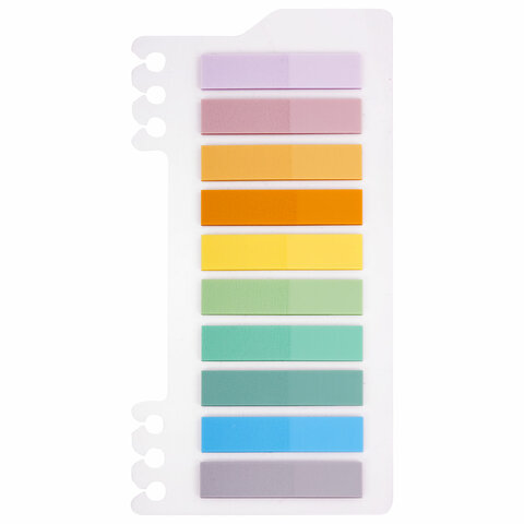 Закладки клейкие пастельные BRAUBERG PASTEL, пластиковые, 45×10 мм, 10 цветов х 20 листов