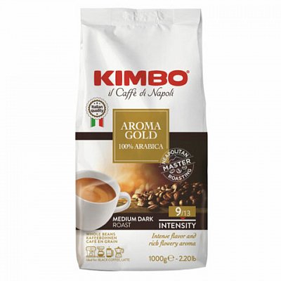 Кофе в зернах KIMBO «Aroma Gold Arabica» (Кимбо «Арома Голд Арабика»), натуральный, 1000 г, вакуумная упаковка