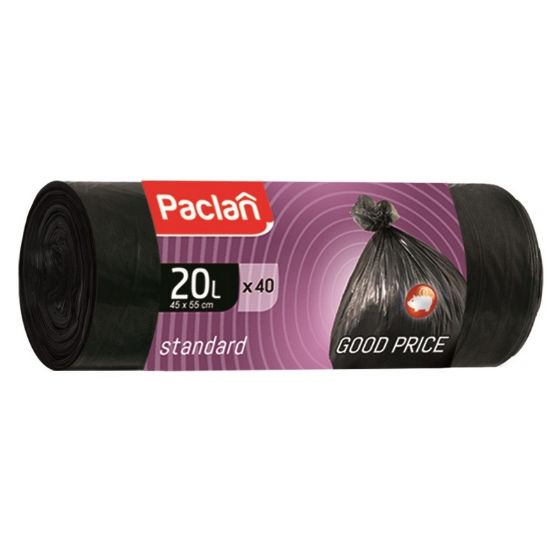 превью Мешки для мусора Paclan STANDART 20л 40шт. 7,3мкм НД