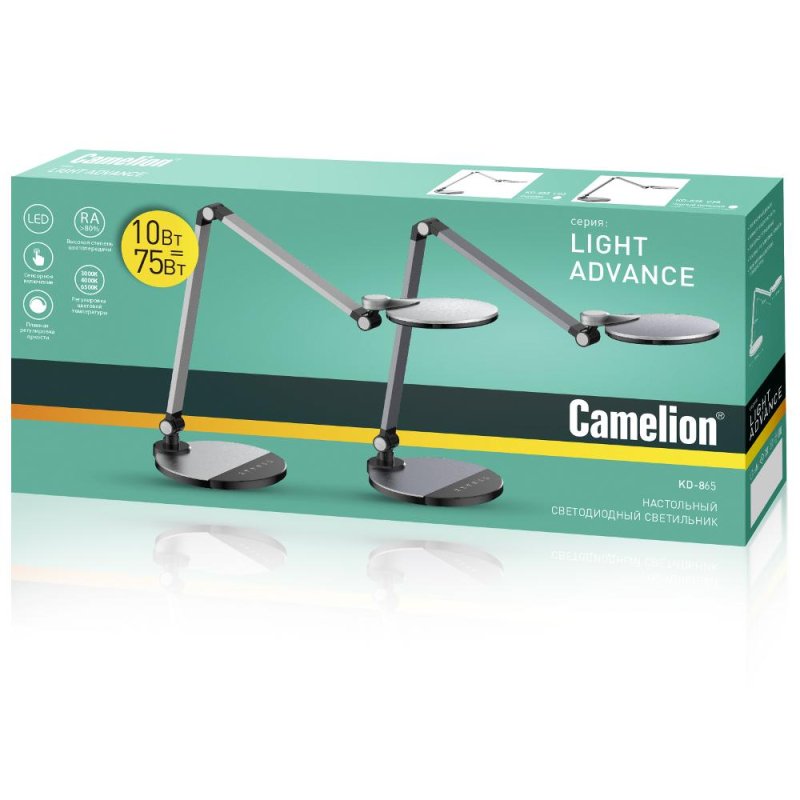 Светильник Camelion KD-865 C03, серебро, LED, 10W, 230В, сенс. рег. ярк 13400
