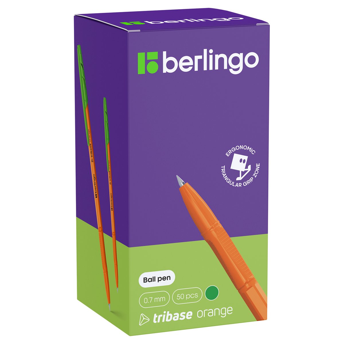 Ручка шариковая Berlingo «Tribase Orange», зеленая, 0.7мм