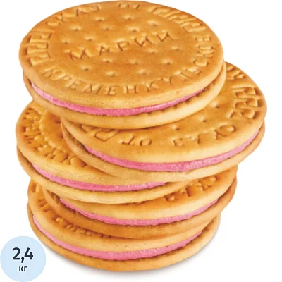 Печенье СКАЗ ОТ МАРИИ Кременкульское затяжное с клубничной начин, 2.4кг/уп