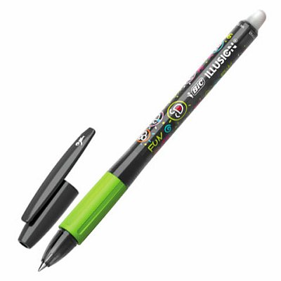 Ручка стираемая гелевая с грипом BIC «Gelocity Illusion», ЧЕРНАЯ, корпус черный, линия 0.3 мм