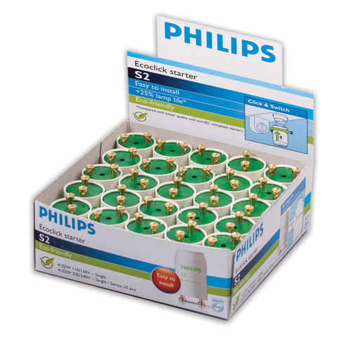 Стартер для люминесцентных ламп Philips S2 (25 штук в упаковке)