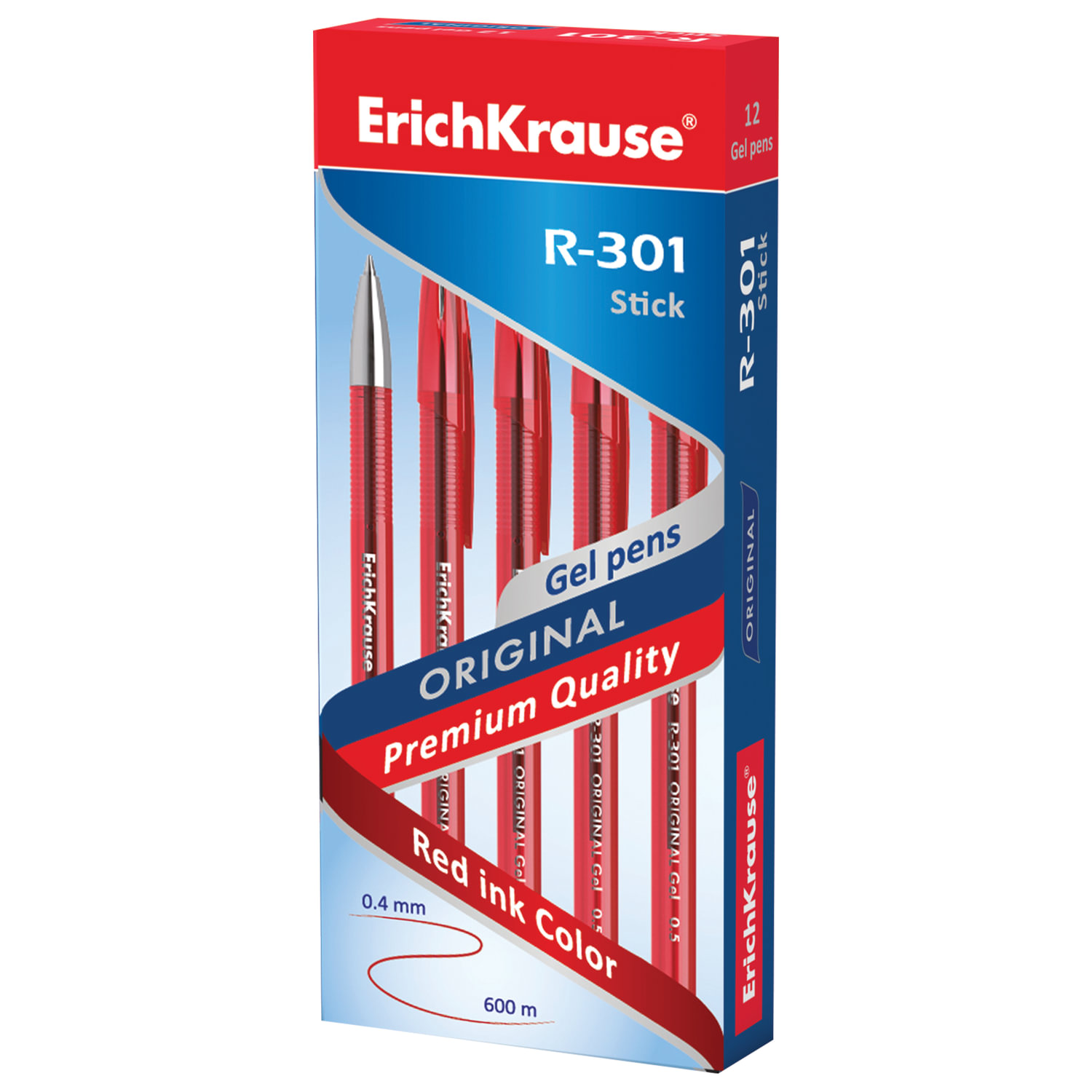 Ручка гелевая ERICH KRAUSE «R-301 Original Gel», КРАСНАЯ, корпус ...