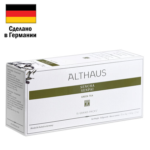 Чай ALTHAUS «Sencha Senpai» зеленый, 15 пирамидок по 4 г для чайника ...