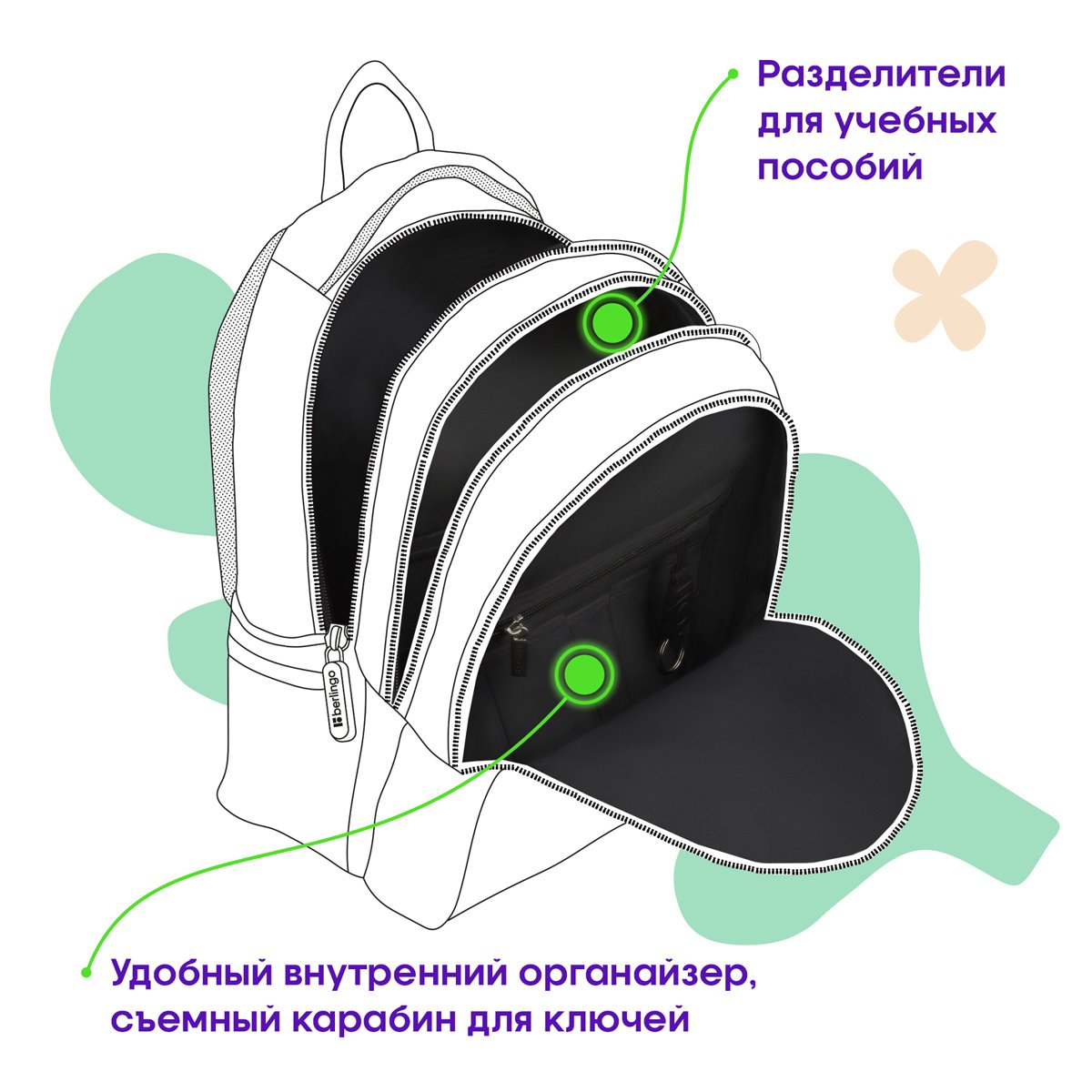 Рюкзак Berlingo Modern «Cyber black» 38×30×18см, 3 отделения, 2 кармана, эргономичная спинка