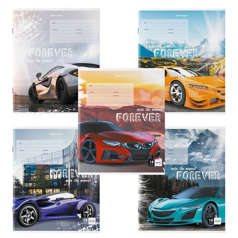 превью Тетрадь 18 л. BRAUBERG клетка, обложка картон, «SPORTS CAR»