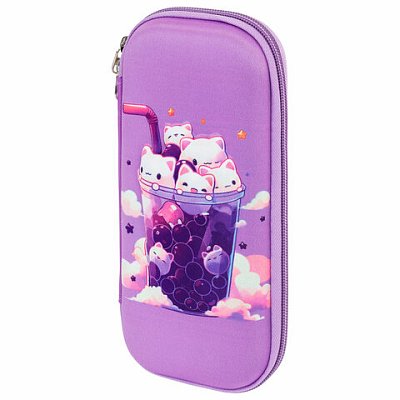 Пенал ЮНЛАНДИЯ, 1 отделение, карман, полиэстер/EVA, 22×10х5 см, «Bubble tea»