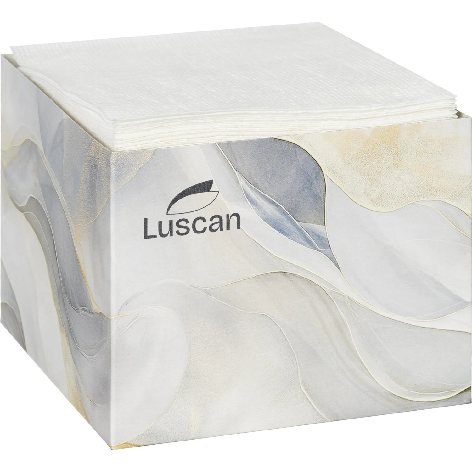Салфетки бумажные Luscan 1 сл 24×24см белые 100штх4, спендер