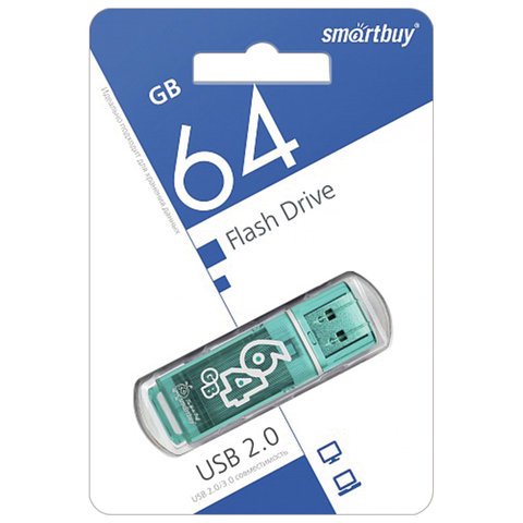 Флеш-память SmartBuy Glossy 64 Gb USB 2.0 зеленая