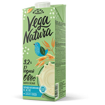 Овсяный напиток VEGA NATURA «Родной овес» жирность 3.2%1 л