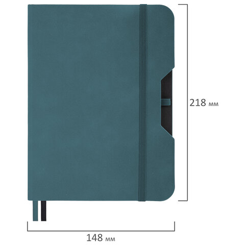 Блокнот А5 (148×218 мм), BRAUBERG «NOTE», под кожу софт-тач, с резинкой, 80 л., клетка, светло-серый